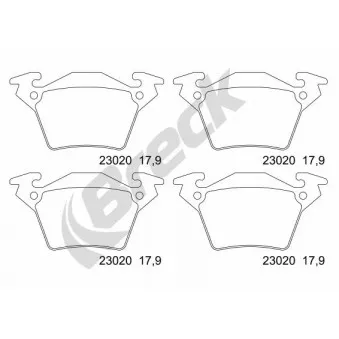 Jeu de 4 plaquettes de frein arrière BRECK OEM 0034200220