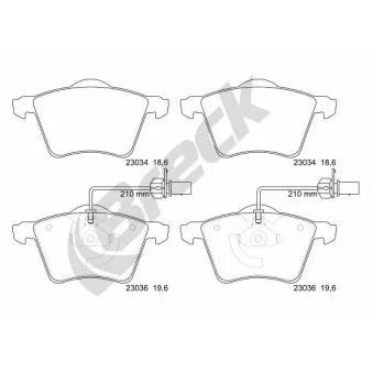 Jeu de 4 plaquettes de frein avant BRECK OEM 7D0698151A
