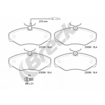 Jeu de 4 plaquettes de frein avant BRECK OEM 6025370851