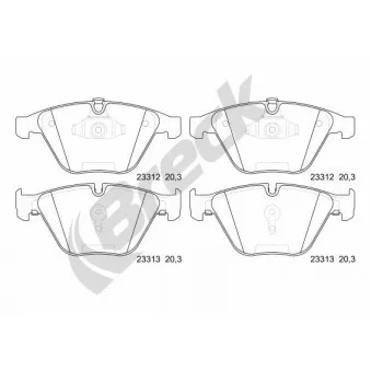 Jeu de 4 plaquettes de frein avant BRECK OEM 34116753668