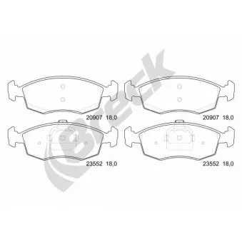 Jeu de 4 plaquettes de frein avant BRECK OEM 71770961