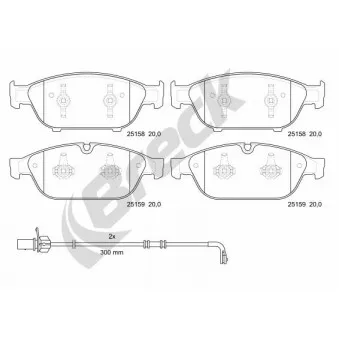 Jeu de 4 plaquettes de frein avant BRECK 25158 00 551 00 pour AUDI A6 3.0 TDI quattro - 272cv