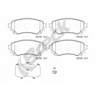 Jeu de 4 plaquettes de frein avant BRECK OEM GHY13328Z