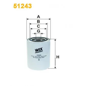 Filtre à huile WIX FILTERS 51243 pour JOHN DEERE Series 2050 2750 - 56cv