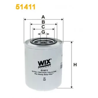 Filtre à huile WIX FILTERS 51411 pour IVECO ZETA 50-10 V - 101cv