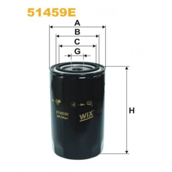 Filtre à huile WIX FILTERS 51459E pour RENAULT TRUCKS MIDLINER S 120,09/A - 120cv