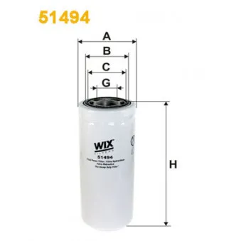 Filtre à huile WIX FILTERS 51494 pour JOHN DEERE Series 5 5090RN - 90cv