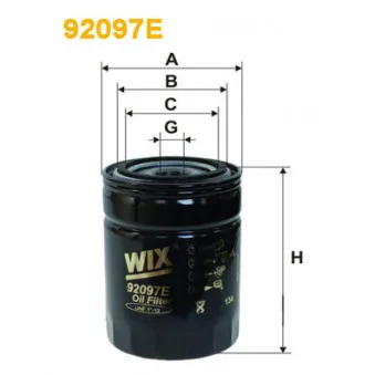 Filtre à huile WIX FILTERS 92097E pour JOHN DEERE Series 4000 275 SA, 275 VA - 75cv