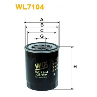 Filtre à huile WIX FILTERS WL7104 pour MITSUBISHI Canter (FE5, FE6) FB 35 - 78cv