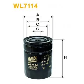 Filtre à huile WIX FILTERS WL7114 pour CASE IH CS 52 - 52cv