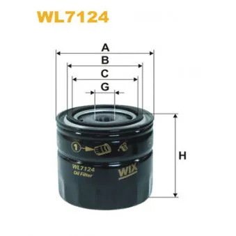 Filtre à huile WIX FILTERS WL7124 pour VOLVO FL10 FL 10/360 - 360cv