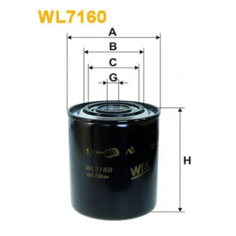 Filtre à huile WIX FILTERS WL7160 pour IVECO ZETA 150 E 18, 150 E 18 P - 175cv