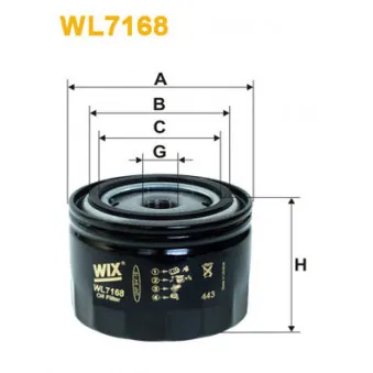Filtre à huile WIX FILTERS WL7168 pour RENAULT TRUCKS R R 360,19/T - 360cv