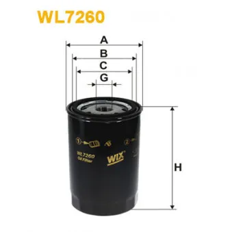Filtre à huile WIX FILTERS WL7260 pour VOLKSWAGEN GOLF 1.9 TDI - 90cv