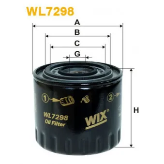 Filtre à huile WIX FILTERS WL7298 pour RENAULT LAGUNA 2.2 D - 83cv