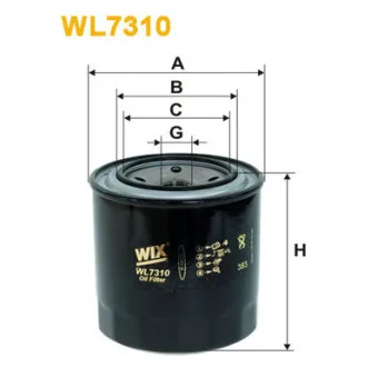 Filtre à huile WIX FILTERS WL7310 pour MITSUBISHI Canter (FE5, FE6) FB 35 - 78cv