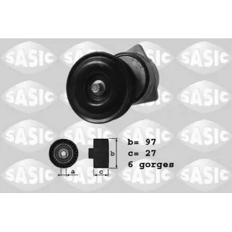 Tendeur de courroie, courroie trapézoïdale à nervures SASIC OEM 1077689