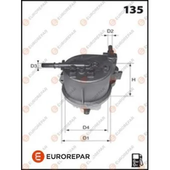 Filtre à carburant EUROREPAR 1609692180 pour FORD FIESTA 1.6 TDCi - 75cv