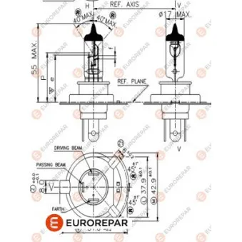 Ampoule, projecteur longue portée EUROREPAR 1616431180 pour YAMAHA XJ XJ 600 - 50cv
