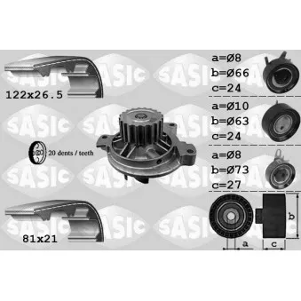 SASIC 3906052 - Pompe à eau + kit de courroie de distribution