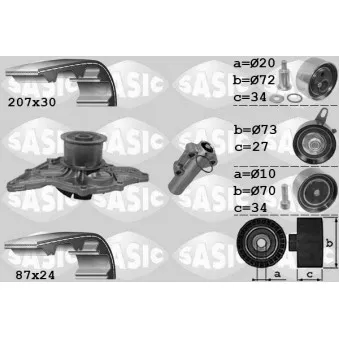 Pompe à eau + kit de courroie de distribution SASIC OEM 059109119B