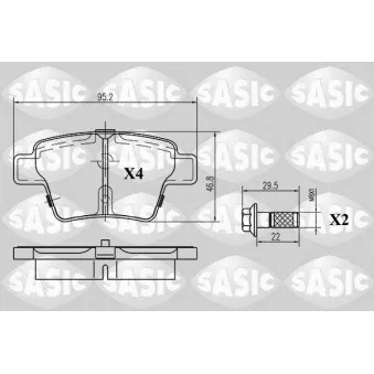 SASIC 6210023 - Jeu de 4 plaquettes de frein arrière
