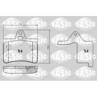 Jeu de 4 plaquettes de frein arrière SASIC 6210034