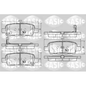 Jeu de 4 plaquettes de frein arrière SASIC OEM D4M609N00B