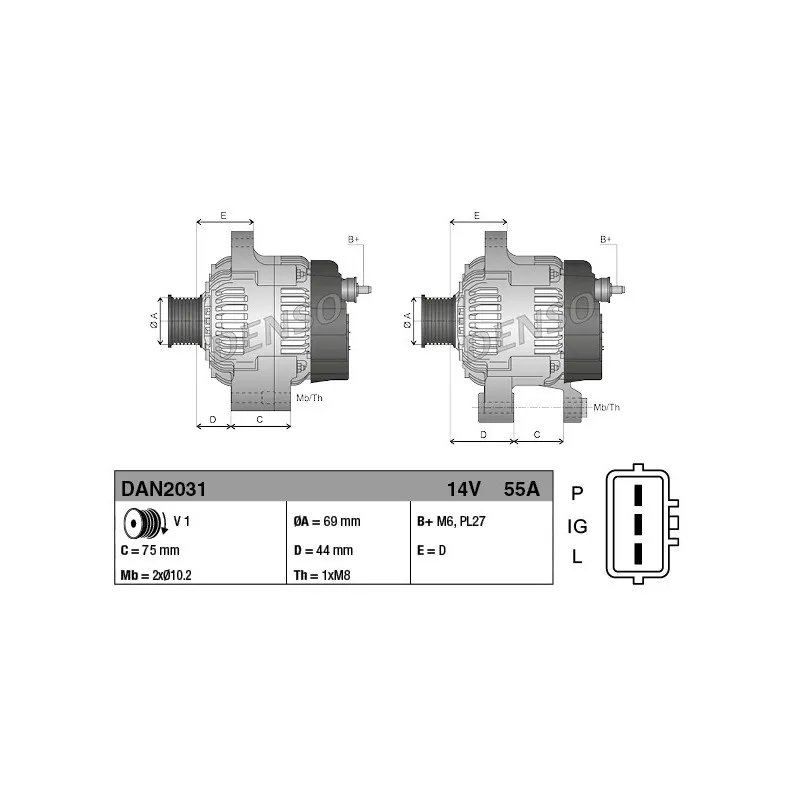 Alternateur DENSO DAN2031 - Visuel 2