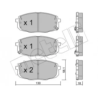 Jeu de 4 plaquettes de frein avant METELLI OEM 58101J9A50