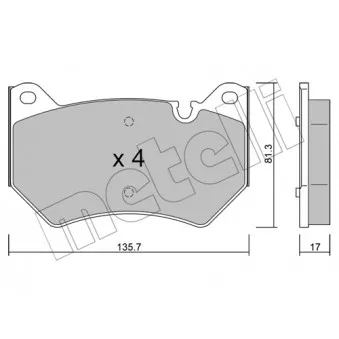 Jeu de 4 plaquettes de frein avant METELLI 22-1170-0 pour AUDI Q5 2.0 TDI - 150cv