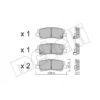 Jeu de 4 plaquettes de frein arrière METELLI OEM 2044152