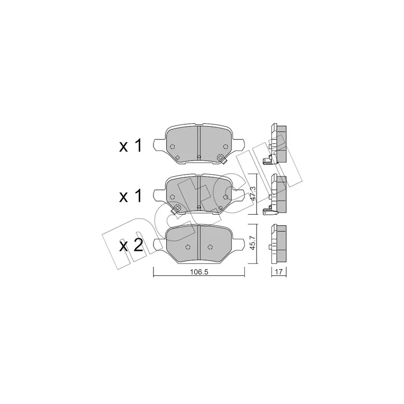 Jeu de 4 plaquettes de frein arrière METELLI 22-1213-0 - Visuel 1