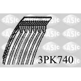 SASIC 3PK740 - Courroie trapézoïdale à nervures