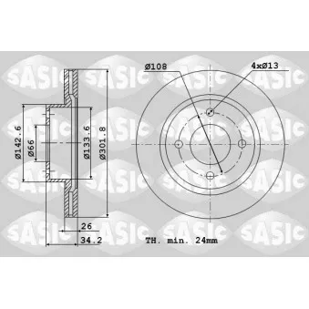 SASIC 6100006 - Jeu de 2 disques de frein avant