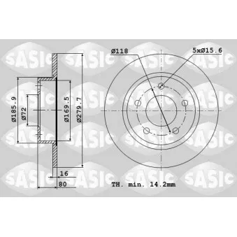 Jeu de 2 disques de frein arrière SASIC 6100021