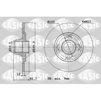 Jeu de 2 disques de frein arrière SASIC OEM 7701207898