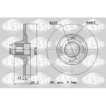 Jeu de 2 disques de frein arrière SASIC OEM 7701208230