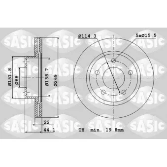 Jeu de 2 disques de frein avant SASIC OEM 402061715R