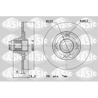 SASIC 6104042 - Jeu de 2 disques de frein arrière