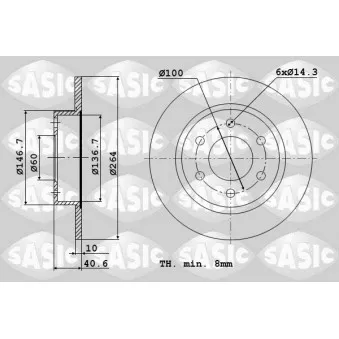 Jeu de 2 disques de frein arrière SASIC OEM 55700593