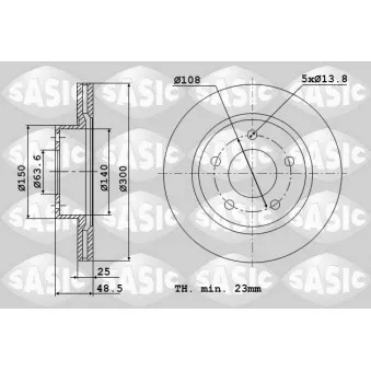 Jeu de 2 disques de frein avant SASIC 6106008