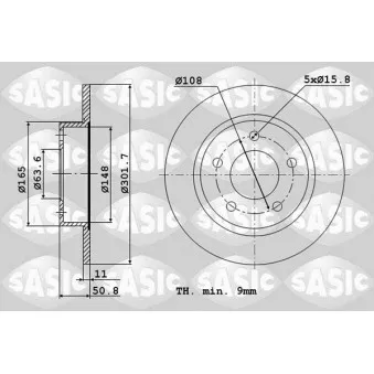 SASIC 6106143 - Jeu de 2 disques de frein arrière