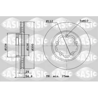 Jeu de 2 disques de frein avant SASIC OEM 1503287