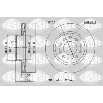 Jeu de 2 disques de frein avant SASIC OEM 2996122