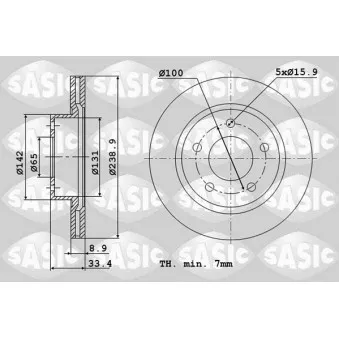 SASIC 6106181 - Jeu de 2 disques de frein arrière