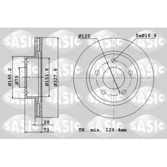 Jeu de 2 disques de frein avant SASIC OEM 34106879122