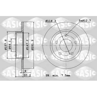 Jeu de 2 disques de frein arrière SASIC OEM 42510SZ3J00