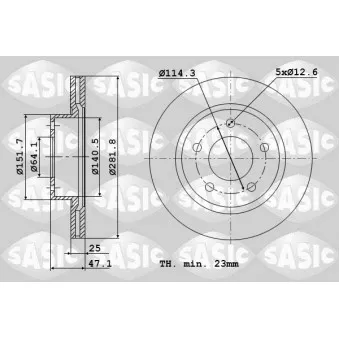 SASIC 6106212 - Jeu de 2 disques de frein avant