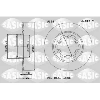 Jeu de 2 disques de frein arrière SASIC OEM 1815600